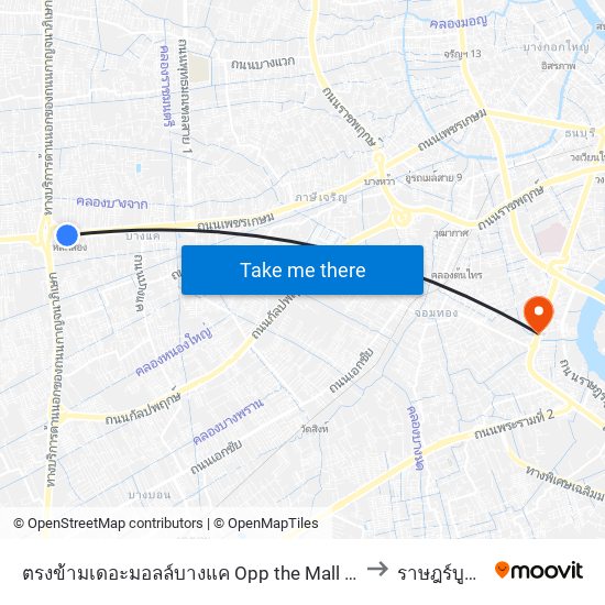 ตรงข้ามเดอะมอลล์บางแค Opp the Mall Bangkae to ราษฎร์บูรณะ map