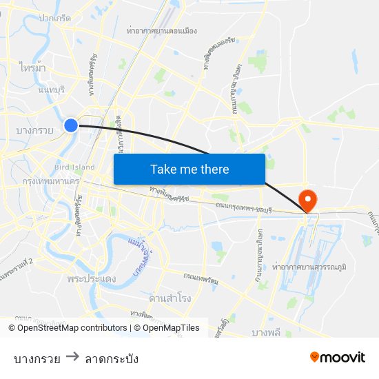 บางกรวย to ลาดกระบัง map