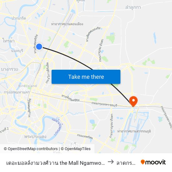 เดอะมอลล์งามวงศ์วาน the Mall Ngamwongwan to ลาดกระบัง map