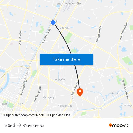 หลักสี่ to วังทองหลาง map