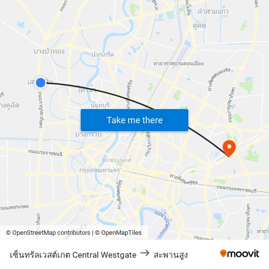 เซ็นทรัลเวสต์เกต Central Westgate to สะพานสูง map