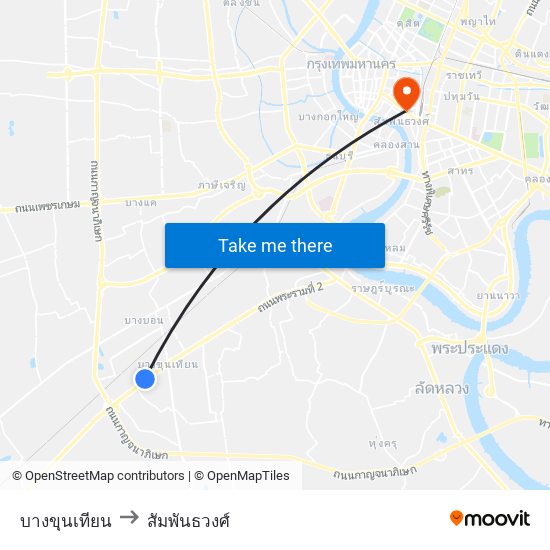 บางขุนเทียน to สัมพันธวงศ์ map