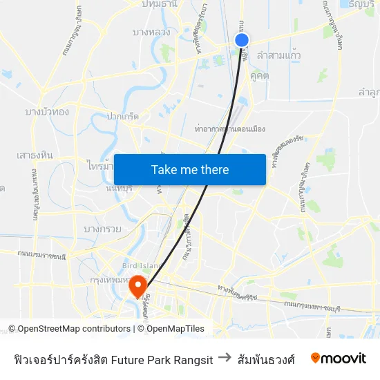 ฟิวเจอร์ปาร์ครังสิต Future Park Rangsit to สัมพันธวงศ์ map