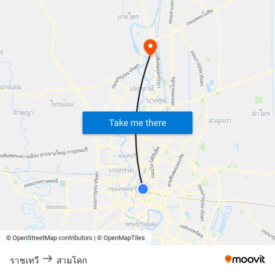 ราชเทวี to สามโคก map