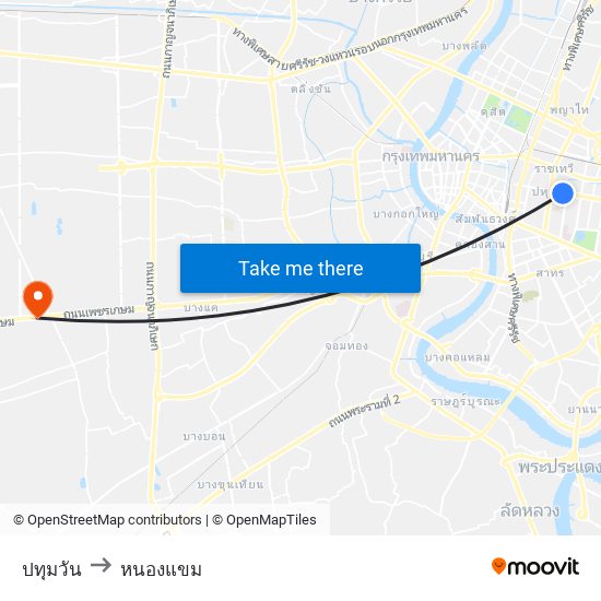 ปทุมวัน to หนองแขม map