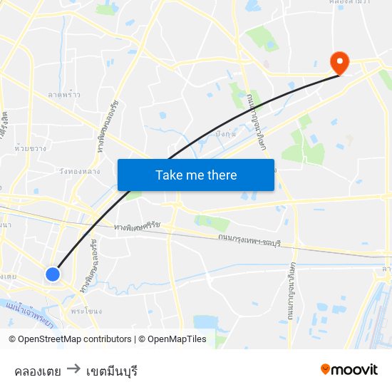 คลองเตย to เขตมีนบุรี map