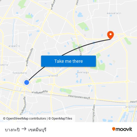 บางกะปิ to เขตมีนบุรี map