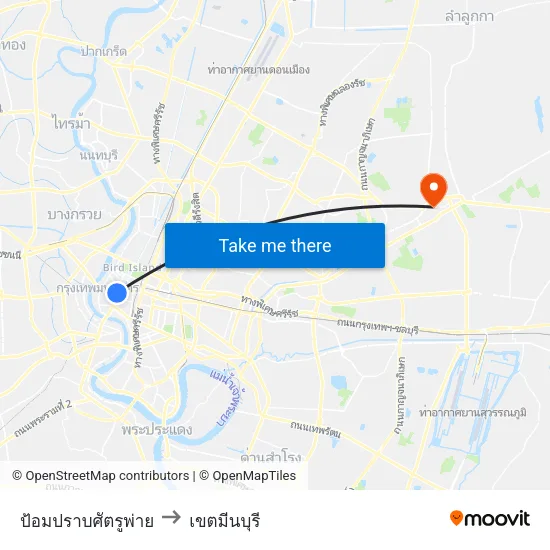 ป้อมปราบศัตรูพ่าย to เขตมีนบุรี map