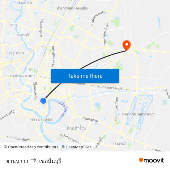 ยานนาวา to เขตมีนบุรี map