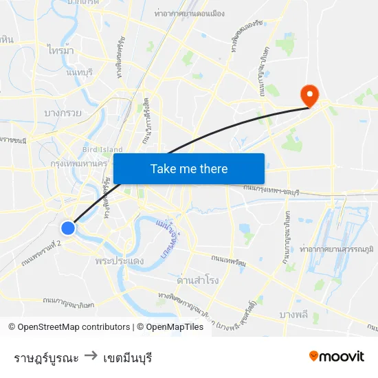 ราษฎร์บูรณะ to เขตมีนบุรี map