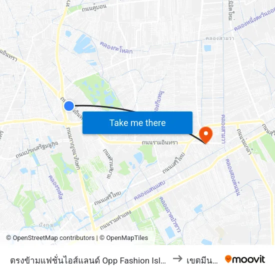 ตรงข้ามแฟชั่นไอส์แลนด์ Opp Fashion Island to เขตมีนบุรี map