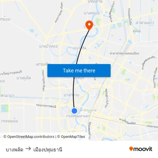 บางพลัด to เมืองปทุมธานี map