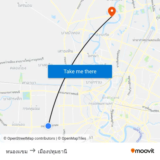 หนองแขม to เมืองปทุมธานี map