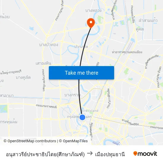 อนุสาวรีย์ประชาธิปไตย(ศึกษาภัณฑ์) to เมืองปทุมธานี map