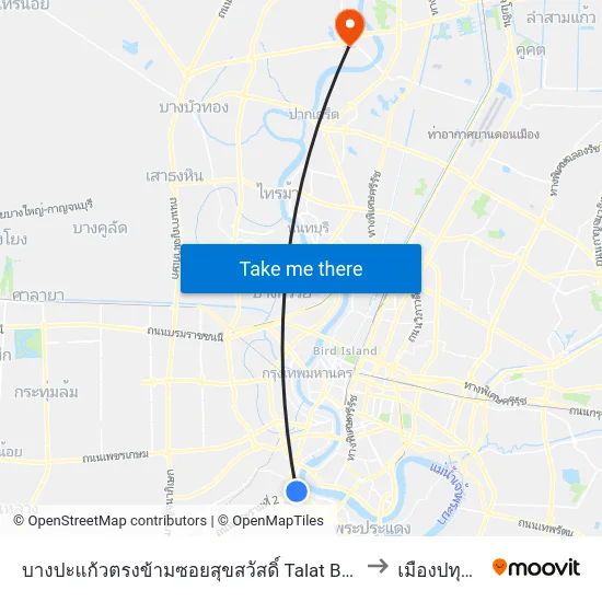 บางปะแก้วตรงข้ามซอยสุขสวัสดิ์ Talat Bang Pra Kaeo to เมืองปทุมธานี map