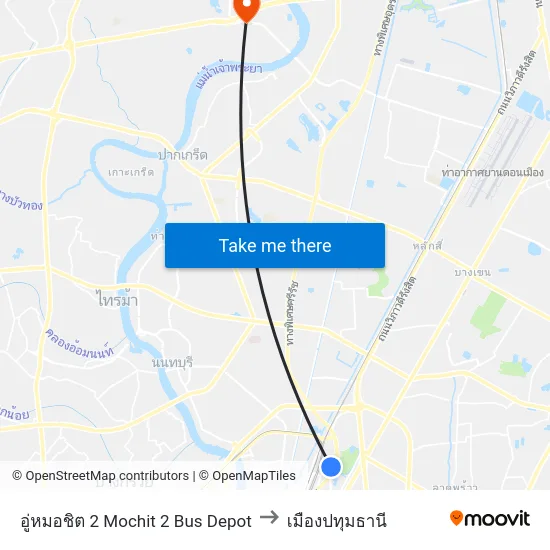 อู่หมอชิต 2 Mochit 2 Bus Depot to เมืองปทุมธานี map