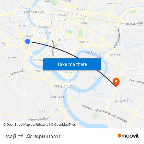 ธนบุรี to เมืองสมุทรปราการ map