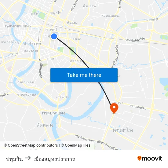 ปทุมวัน to เมืองสมุทรปราการ map