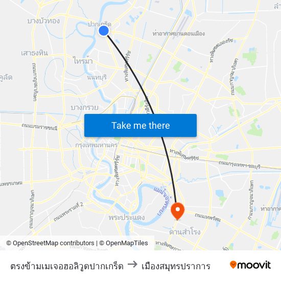 ตรงข้ามเมเจอฮอลิวูดปากเกร็ด to เมืองสมุทรปราการ map