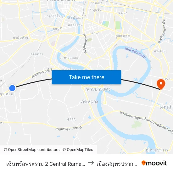 เซ็นทรัลพระราม 2 Central Rama 2 to เมืองสมุทรปราการ map