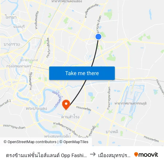 ตรงข้ามแฟชั่นไอส์แลนด์ Opp Fashion Island to เมืองสมุทรปราการ map