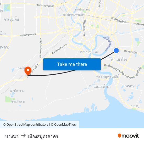 บางนา to เมืองสมุทรสาคร map