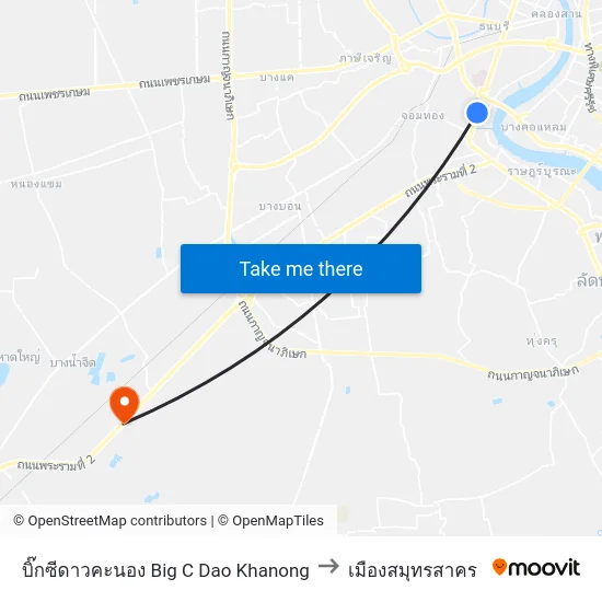บิ๊กซีดาวคะนอง Big C  Dao Khanong to เมืองสมุทรสาคร map
