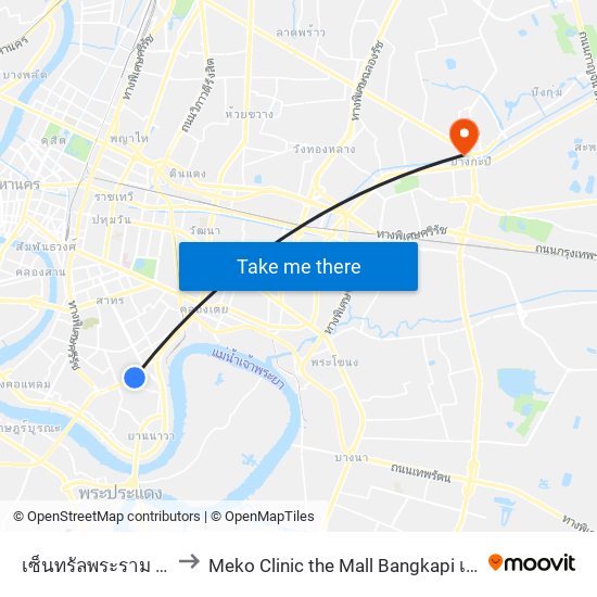 เซ็นทรัลพระราม 3 Central Rama 3 to Meko Clinic the Mall Bangkapi เมโกะ สาขา เดอะมอลล์บางกะปิ map