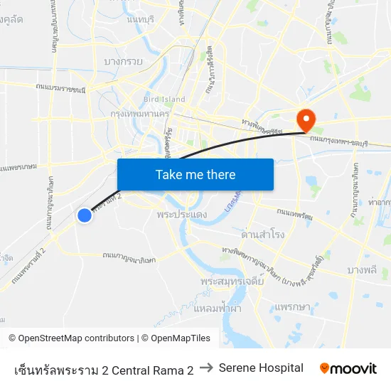 เซ็นทรัลพระราม 2 Central Rama 2 to Serene Hospital map