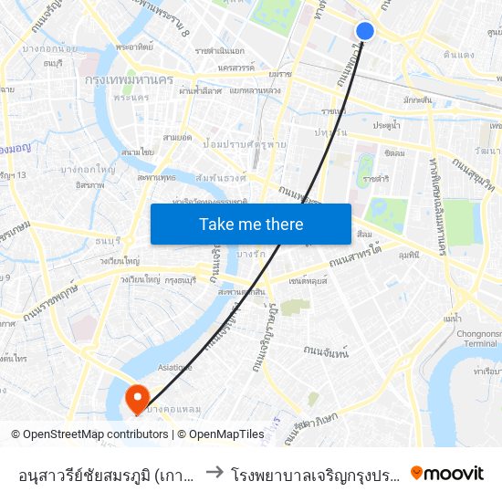 อนุสาวรีย์ชัยสมรภูมิ (เกาะราชวิถี) to โรงพยาบาลเจริญกรุงประชารักษ์ map