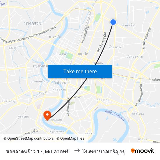 ซอยลาดพร้าว 17, Mrt ลาดพร้าว ,ลาดพร้าว 19 to โรงพยาบาลเจริญกรุงประชารักษ์ map