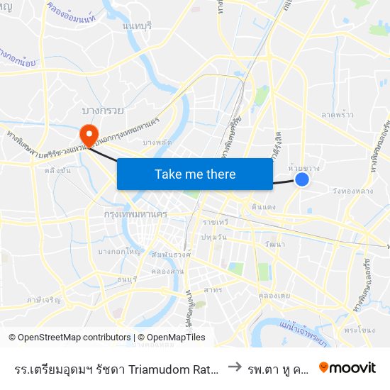 รร.เตรียมอุดมฯ รัชดา Triamudom Ratchada School to รพ.ตา หู คอ จมูก map