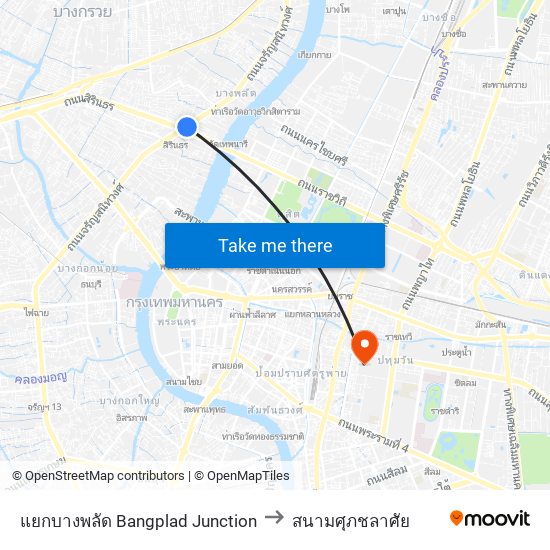 แยกบางพลัด Bangplad Junction to สนามศุภชลาศัย map