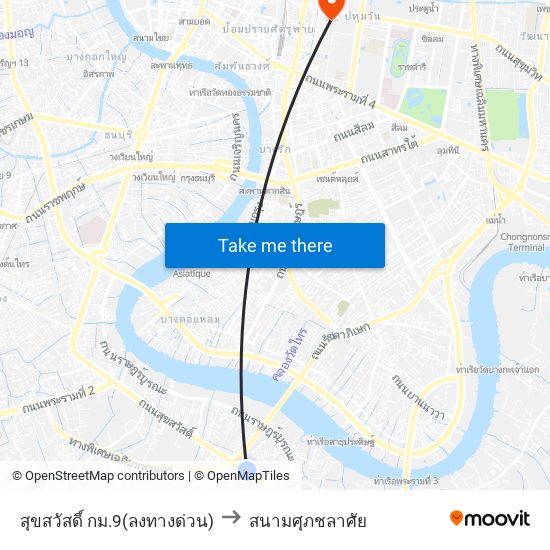 สุขสวัสดิ์ กม.9(ลงทางด่วน) to สนามศุภชลาศัย map