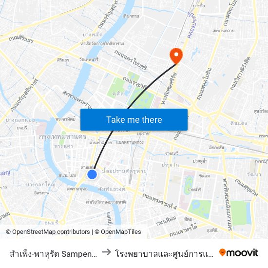 สำเพ็ง-พาหุรัด Sampeng-Phahurat to โรงพยาบาลและศูนย์การแพทย์วิชัยยุทธ map