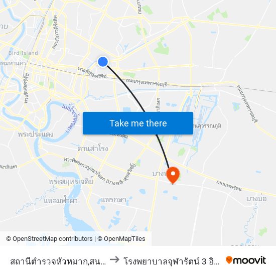 สถานีตำรวจหัวหมาก,สนามกีฬาหัวหมาก to โรงพยาบาลจุฬารัตน์ 3 อินเตอร์เนชั่นแนล map