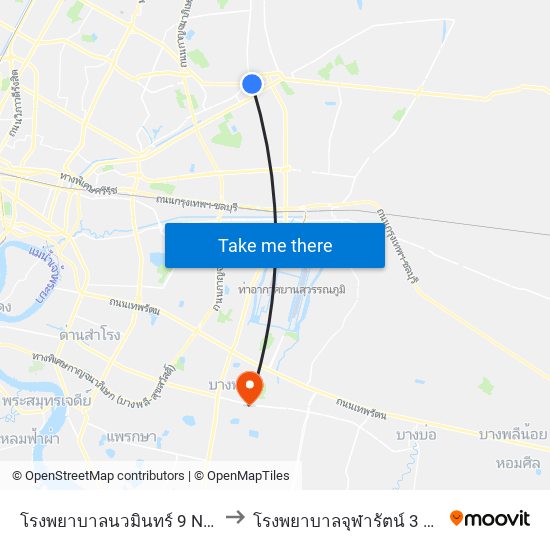 โรงพยาบาลนวมินทร์ 9 Navamin 9 Hospital to โรงพยาบาลจุฬารัตน์ 3 อินเตอร์เนชั่นแนล map