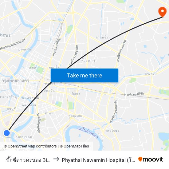 บิ๊กซีดาวคะนอง Big C  Dao Khanong to Phyathai Nawamin Hospital (โรงพยาบาลพญาไท นวมินทร์) map