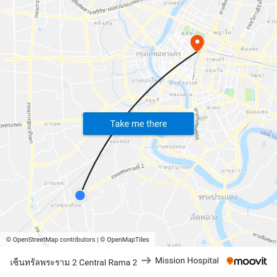 เซ็นทรัลพระราม 2 Central Rama 2 to Mission Hospital map