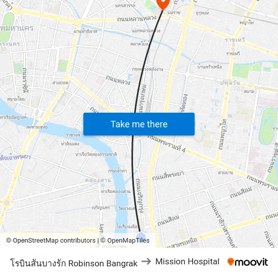 โรบินสันบางรัก Robinson Bangrak to Mission Hospital map