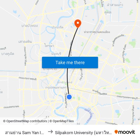 สามย่าน Sam Yan Intersection to Silpakorn University (มหาวิทยาลัยศิลปากร) map