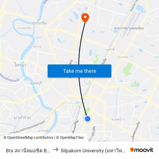 Bts สถานีหมอชิต Bts Mochit to Silpakorn University (มหาวิทยาลัยศิลปากร) map