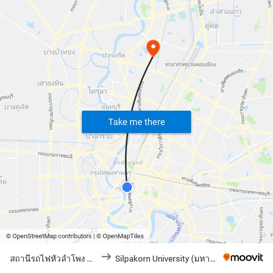 สถานีรถไฟหัวลำโพง Hua Lamphong to Silpakorn University (มหาวิทยาลัยศิลปากร) map