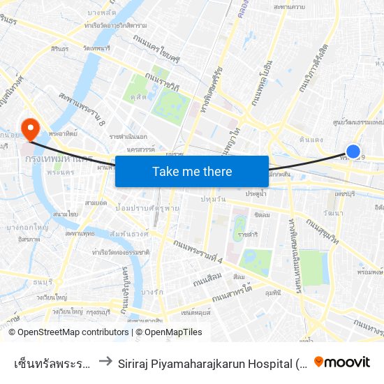 เซ็นทรัลพระราม 9 Central Rama 9 to Siriraj Piyamaharajkarun Hospital (SiPH) (โรงพยาบาลศิริราช ปิยมหาราชการุณย์) map