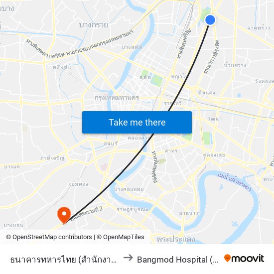 ธนาคารทหารไทย (สำนักงานใหญ่) Tmb Headquarter to Bangmod Hospital (โรงพยาบาลบางมด) map