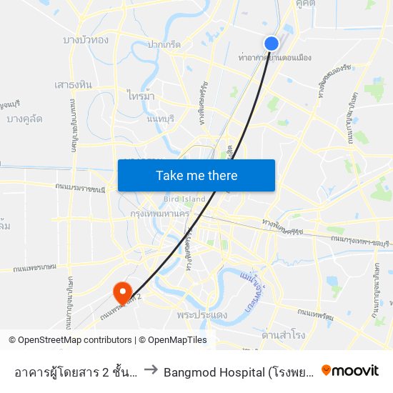 อาคารผู้โดยสาร 2 ชั้น 1 ประตู 12 to Bangmod Hospital (โรงพยาบาลบางมด) map