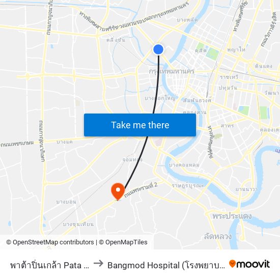 พาต้าปิ่นเกล้า Pata Pinklao to Bangmod Hospital (โรงพยาบาลบางมด) map