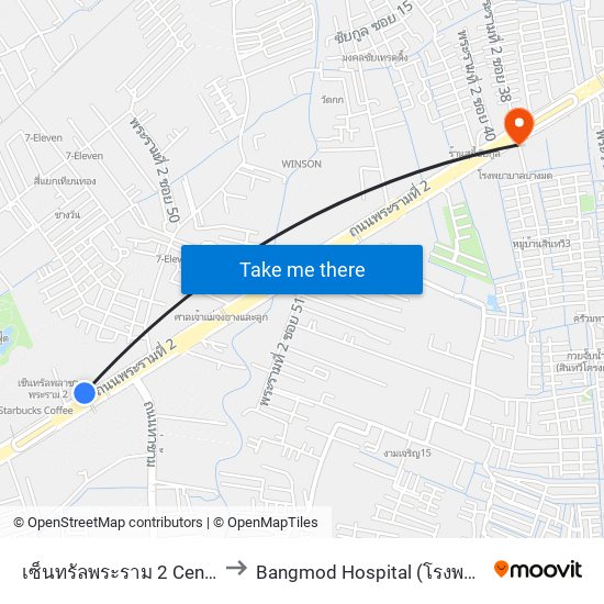 เซ็นทรัลพระราม 2 Central Rama 2 to Bangmod Hospital (โรงพยาบาลบางมด) map