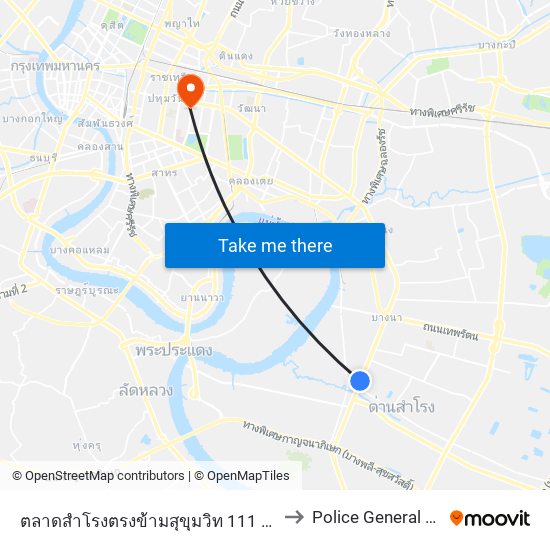 ตลาดสำโรงตรงข้ามสุขุมวิท 111 Talat Samrong to Police General Hospital map