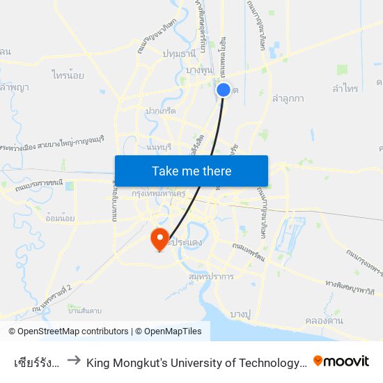 เซียร์รังสิต Zeer Rangsit to King Mongkut's University of Technology Thonburi (KMUTT) (มหาวิทยาลัยเทคโนโลยีพระจอมเกล้าธนบุรี (KM map